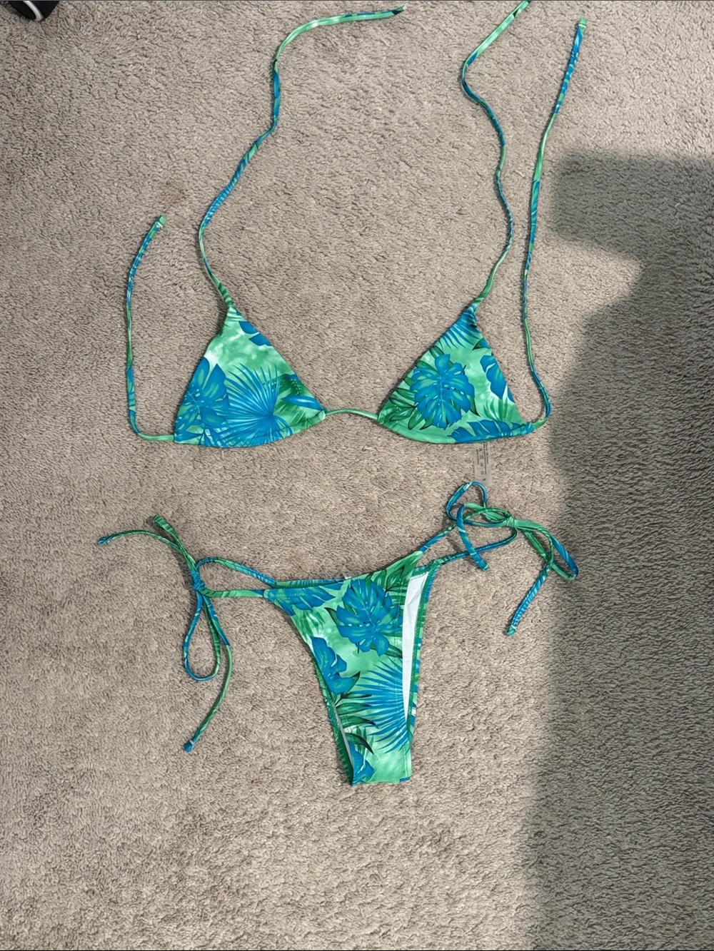 Green Tropical String Bikini - Women Swim